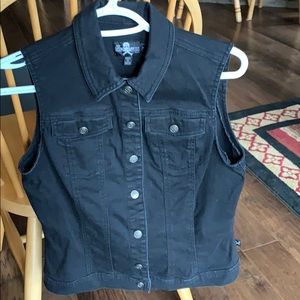 Black denim vest